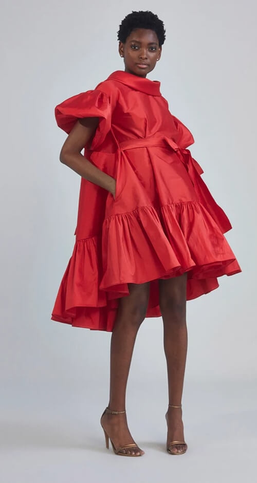 Model wearing a short dress